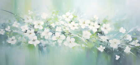Sunny Whisper of White Blooms: A Gentle Acrylic Floral Painting by Generative AIの素材