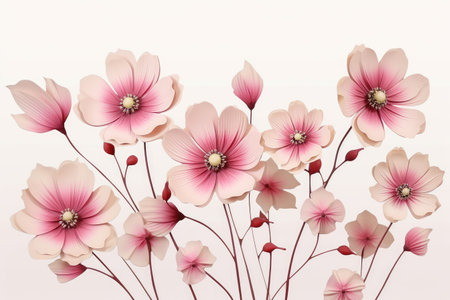 Delicate Pink and White Blooms on Vector Illustration Artwork by Generative AIの素材