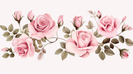 Assortment of Elegant Vector Roses in Full Bloom and Buds by Generative AIの素材