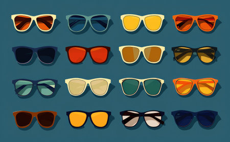 Assorted Stylish Sunglasses Collection for Fashionable Summer by Generative AIの素材