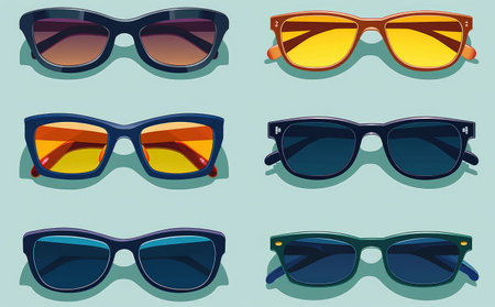 Assorted Stylish Sunglasses Collection for Fashionable Summer by Generative AIの素材