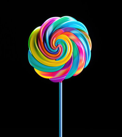 Swirling Spectrum: A Vivid Dance of Sugary Delights on a Stick by Generative AIの素材
