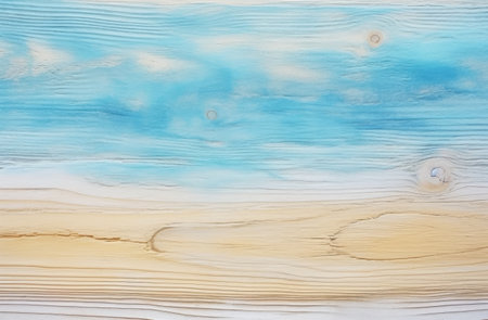 Abstract Azure: A Serene Blue Paint Wash Over Textured Wood by Generative AIの素材