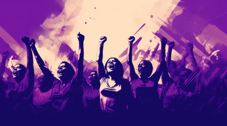 Empowerment in Unity: Illustration of Women's Joyful Uprising by Generative AIの素材