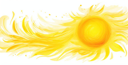 Radiant Sun Swirl with Dynamic Yellow Whirls and Splashes by Generative AIの素材