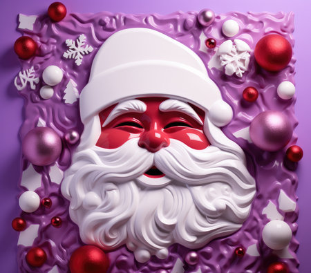 Jolly Santa Claus Smiling Amidst Falling Snowflakes by Generative AIの素材