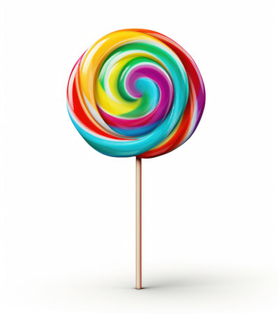 Vibrant Rainbow Swirl Lollipop on a Stick - Pure Sweetness by Generative AIの素材