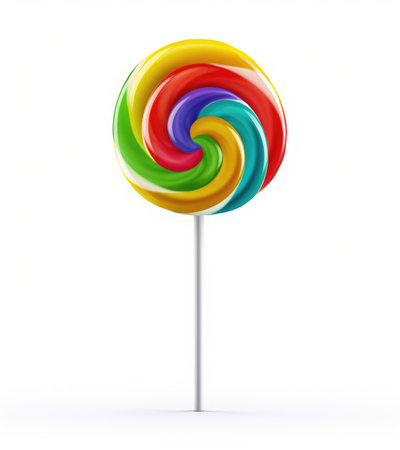 Vibrant Rainbow Swirl Lollipop on a Stick - Pure Sweetness by Generative AIの素材