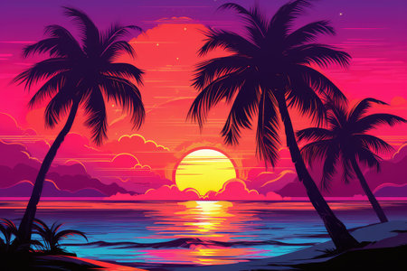 Tropical Sunset Serenity by Generative AI - A Picture Perfect Escapeの素材