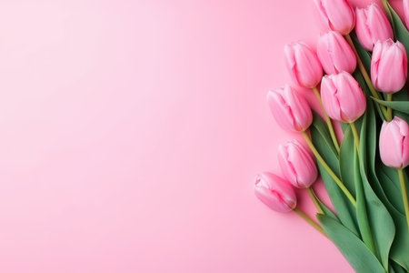 Delicate Pink Tulips Embrace - Spring's Soft Touch Revealed by Generative AIの素材