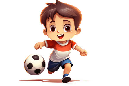Cheerful Young Soccer Star in Action - Animated Sports Enthusiasm by Generative AIの素材
