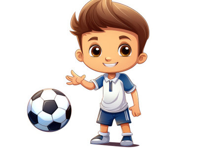 Cheerful Young Soccer Star in Action - Animated Sports Enthusiasm by Generative AIの素材