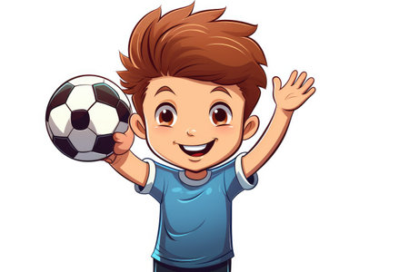 Cheerful Young Soccer Star in Action - Animated Sports Enthusiasm by Generative AIの素材