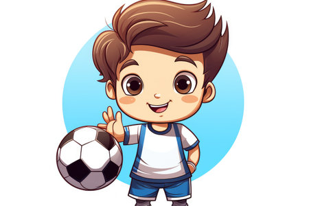 Cheerful Young Soccer Star in Action - Animated Sports Enthusiasm by Generative AIの素材