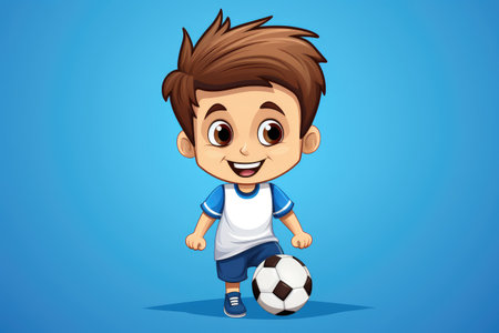 Cheerful Young Soccer Star in Action - Animated Sports Enthusiasm by Generative AIの素材