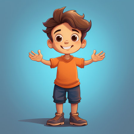 Confident Cartoon Boy Ready for Adventure - Creativity Boost by Generative AIの素材