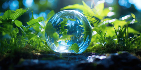 Sustainable World - Earth Enriched by Verdant Nature's Embrace by Generative AIの素材
