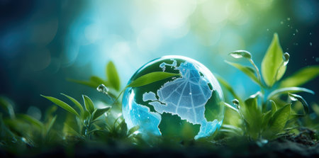 Sustainable World - Earth Enriched by Verdant Nature's Embrace by Generative AIの素材