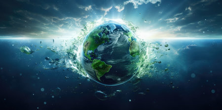Sustainable World - Earth Enriched by Verdant Nature's Embrace by Generative AIの素材