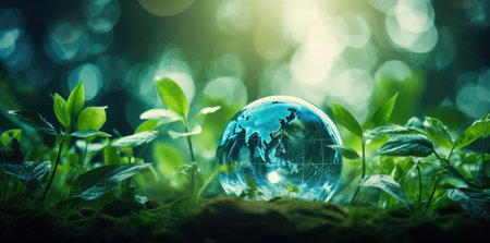 Sustainable World - Earth Enriched by Verdant Nature's Embrace by Generative AIの素材