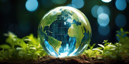 Sustainable World - Earth Enriched by Verdant Nature's Embrace by Generative AIの素材