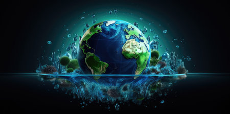 Sustainable World - Earth Enriched by Verdant Nature's Embrace by Generative AIの素材