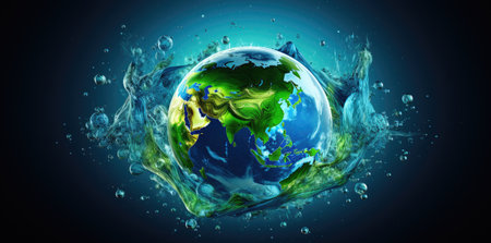Sustainable World - Earth Enriched by Verdant Nature's Embrace by Generative AIの素材