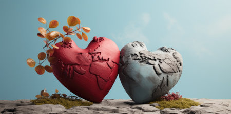 Global Compassion - Hearts Shaped Earth Celebrating Unity by Generative AIの素材