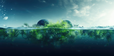 Sustainable World - Earth Enriched by Verdant Nature's Embrace by Generative AIの素材