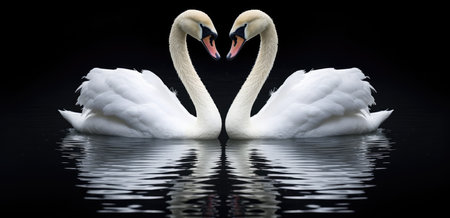 Swan's Embrace: A Heartfelt Reflection of Love on Tranquil Waters by Generative AIの素材