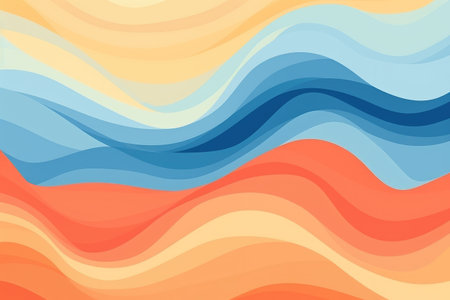 Rhythmic Waves of Color: Abstract Harmony in Blue and Orange by Generative AIの素材