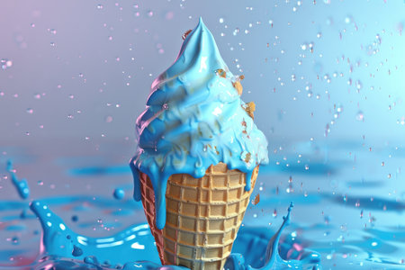Whimsical Ice Cream Fantasy with Vibrant Splashes of Color by Generative AIの素材