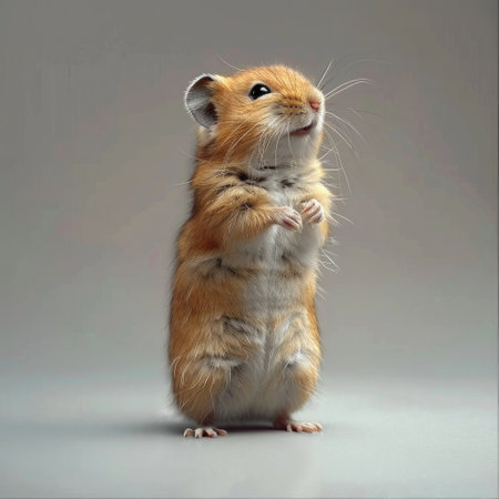 Adorable Hamster Tenderly Holding a Bouquet of Yellow Flowers by Generative AIの素材