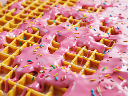 Sugary Landscape: Whipped Cream Peaks with Sprinkle Showers by Generative AIの素材