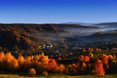 Autumn landscape with beautiful pastel colorsの写真素材