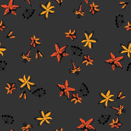 Colorful seamless floral pattern with hand draw sping flower. Vector 10 EPS for your creative designのイラスト素材