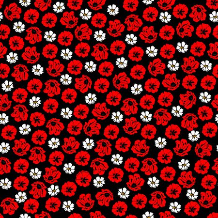 Colorful seamless floral pattern with hand draw spring flower. Vector 10 EPS for your creative designのイラスト素材