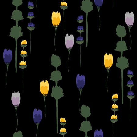 Colorful seamless floral pattern with hand draw spring flower.のイラスト素材