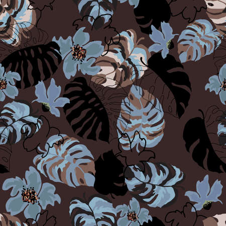 Colorful seamless floral pattern with hand draw spring flower.のイラスト素材