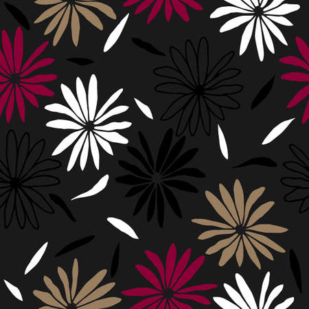 Colorful seamless floral pattern with hand draw spring flower.のイラスト素材