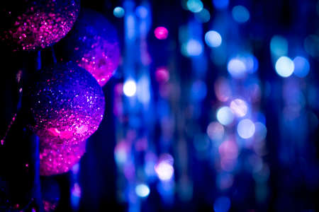 Xmas Christmas nativity decorative blue and pink balls