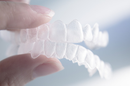 Orthodontic temporary removable straighteners in dental office dentists surgeryの写真素材