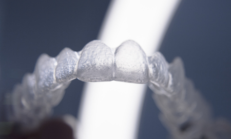 Orthodontic temporary removable straighteners in dental office dentists surgeryの写真素材