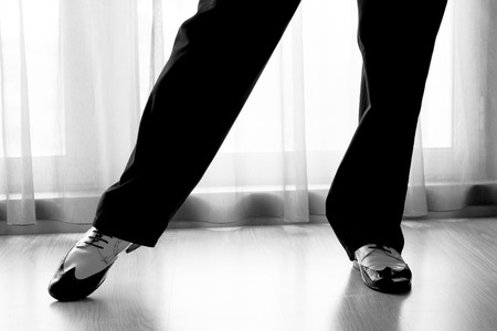 Black and white male dancing shoesの写真素材
