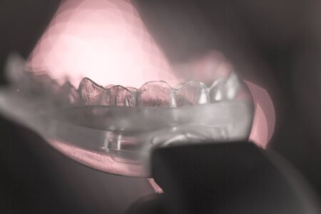 Vibrating dental device with invisible orthodonticsの写真素材