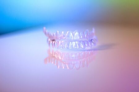 Denture plastic dental retainer to align teethの写真素材
