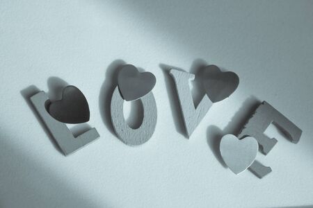 Word love made with wood lettersの写真素材
