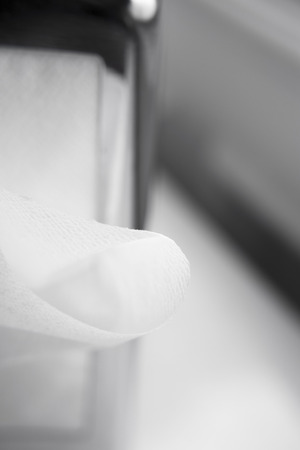 Napkin coming out of a napkin makerの写真素材