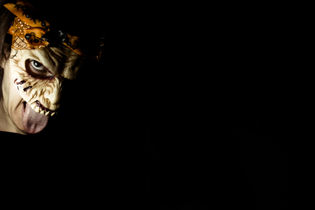 Portrait of a zombie woman at halloween partyの写真素材