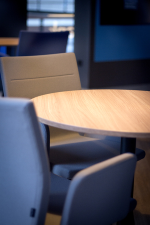 Generic wooden office table. No peopleの写真素材